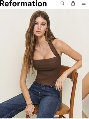Reformation Brown Square-Neck Camisole